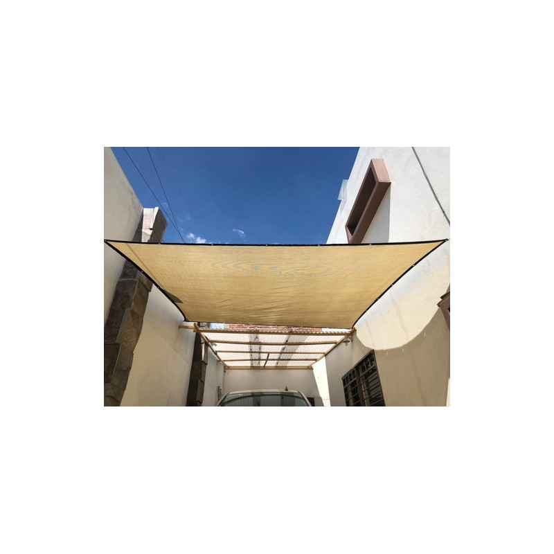 Malla Sombra De 6mx4m 90% Raschel Beige Reforzada